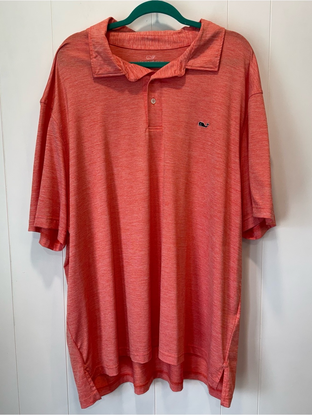 Men’s Vineyard Vines Performance Orange and White Striped Polo Shirt Size 3XB